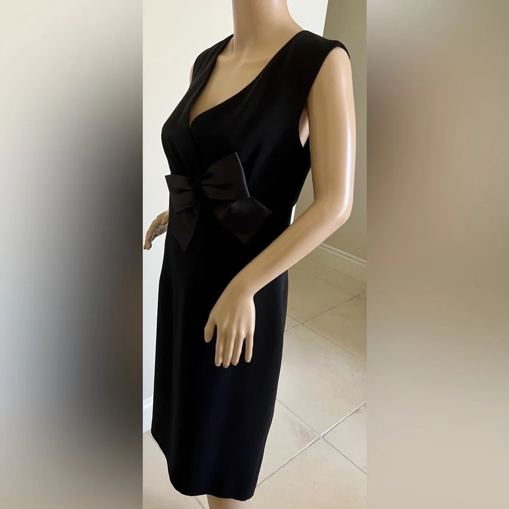 Maggy London Black Midi Dress with Satin Bow - Picture 6 of 9